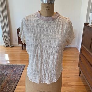 Free People Cream Textured Women's Top